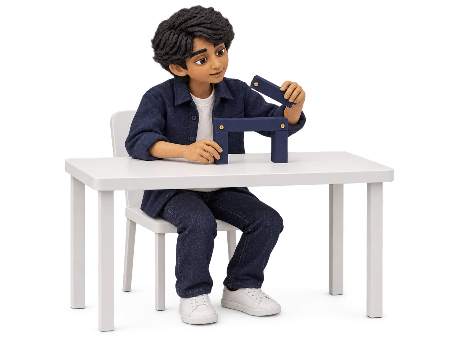 A miniature learner looking at the separate parts of a model