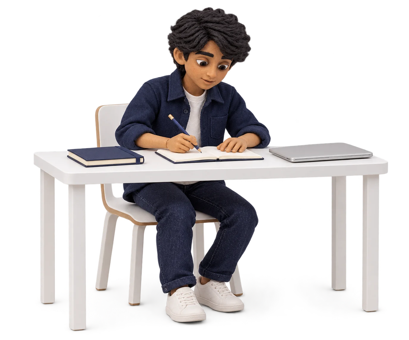 A learner working through a problem independently