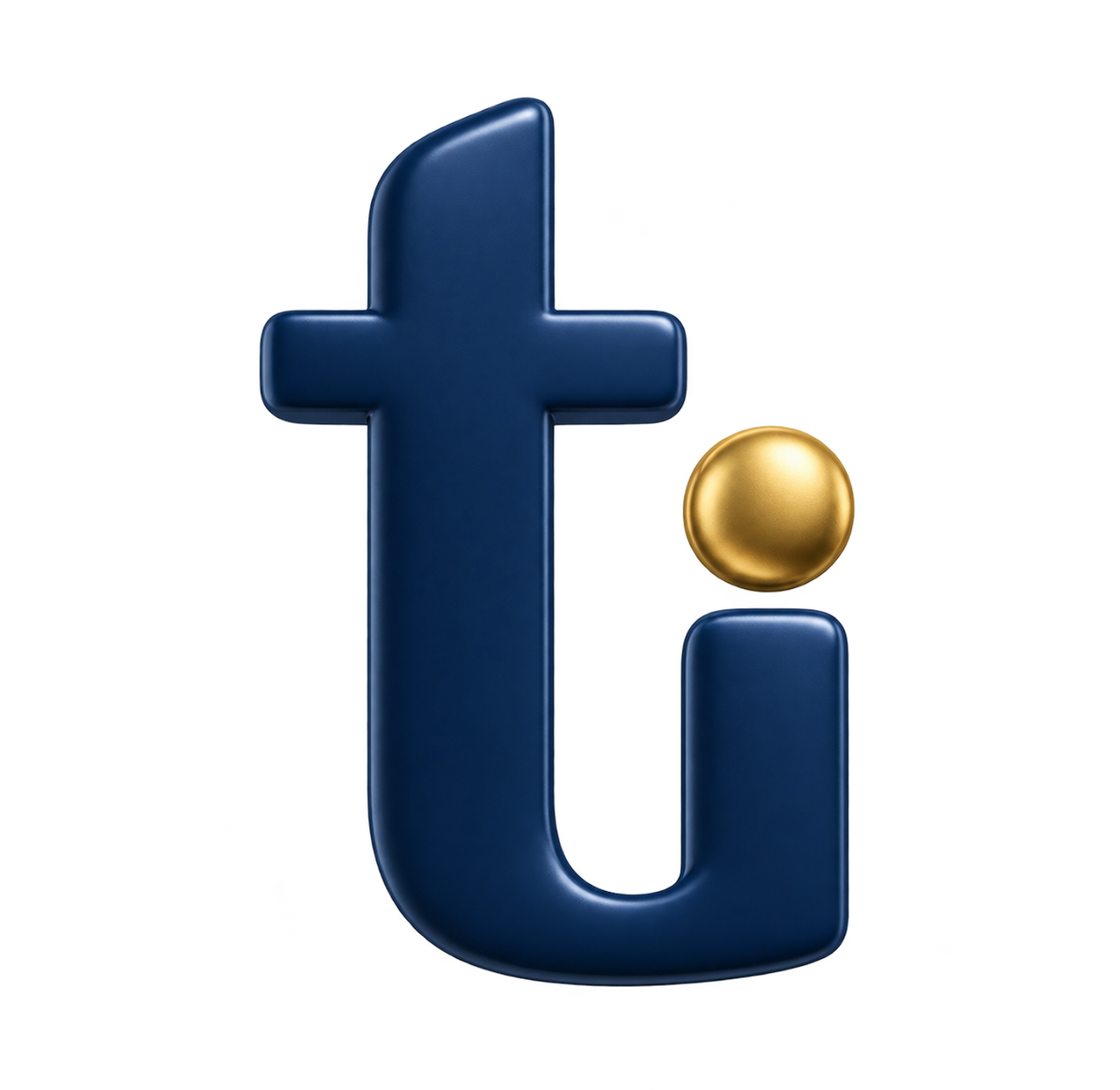 Tuned-in School’s lowercase navy ti mark with its gold dot